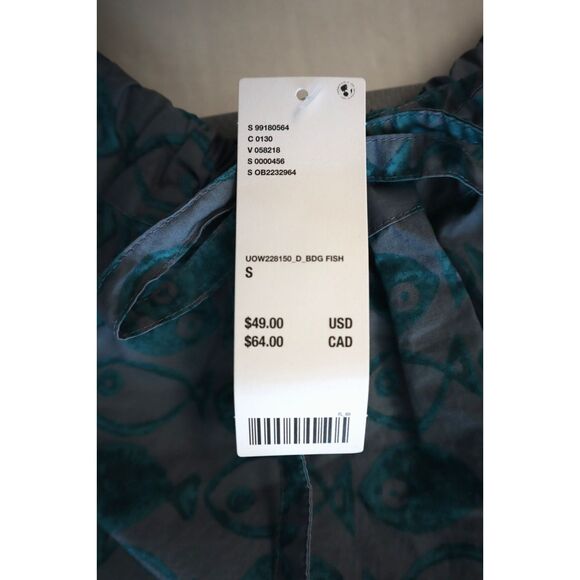 BDG x Urban Outfitters Sz Sm. Blue Eva Tie-Front Ruched Strap Trapeze Mini Dress - Picture 5 of 11